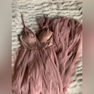 Pink/beige floor length gown